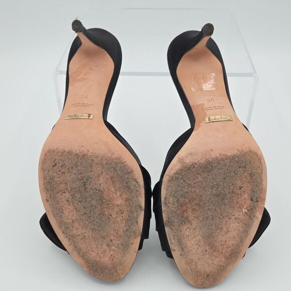Sebastian Black Crystal Heels Size 8 EU 38 Slip-On Peep Toe Sandals Elegant - Picture 9 of 10
